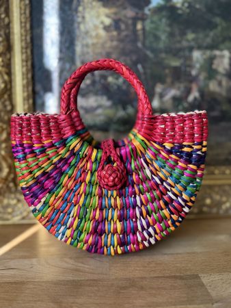 Woven Peruvian Handbag Rainbow Colours 20x20cm - NEW