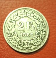 Schweizer Münze 2 Franken CH 1886 Silbermünze gut erhalten 