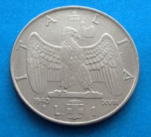 Italien: 1 Lira 1940 Vittorio Emanuele III, SS - VZ.