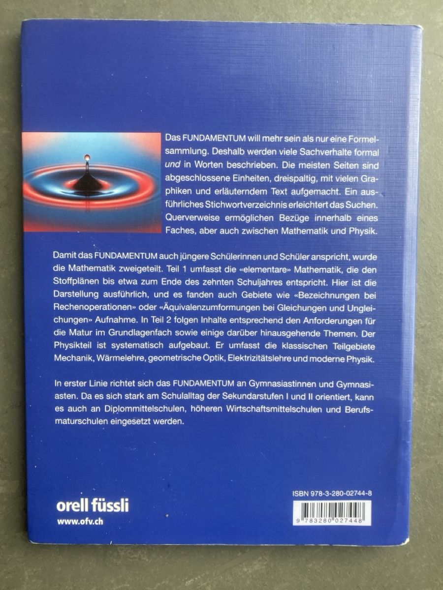Libri: Fundamentum Mathematik/Physik, Orell Füssli – Nuovo (secondo la descrizione) da Dallenwil venduto da kavogt6 1