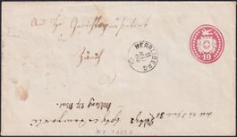 1868 10Rp.-Tüblibrief mit Fingehutstempel HERRLIBERG nach ZH