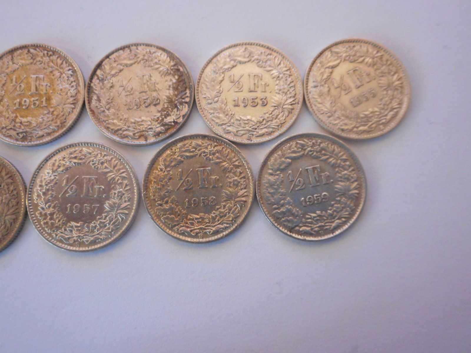 Tutti le monete: 9 x 50 Rp. 1950 - 1959 silber – Usato da Kriegstetten venduto da pizlad2010 2