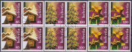 2007, Nr.1254-1256 (Weihnachtsbäume) Viererblöcke+Ersttags-O