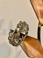 Antike Jugendstil Brosche 4,5 cm in Silber 800 Markasiten