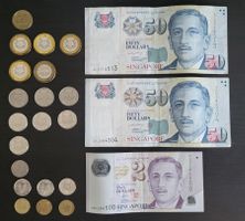 Singapore Dollar Noten und Münzen, Total 110.05 SGD