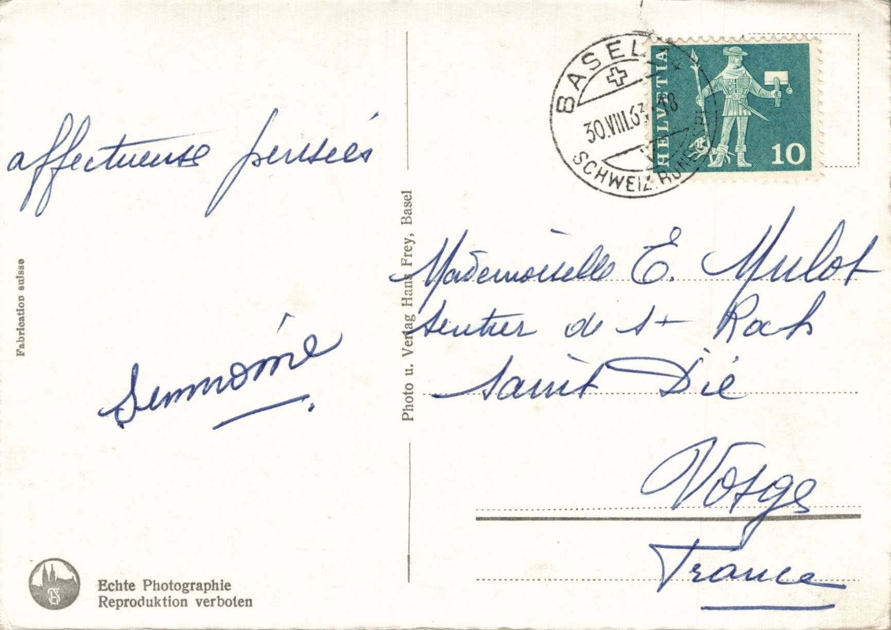 Cartoline postali: Basel Bundesbahnhof, 1963 – Usato da Oberkirch LU venduto da sa_kr 1