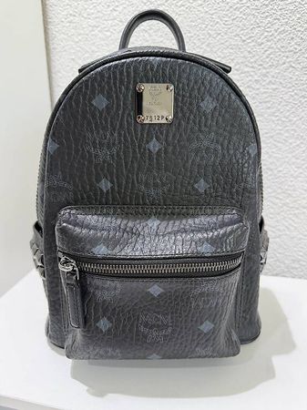 MCM Stark Mini Visetos Rucksack Schwarz Nieten Top Zustand