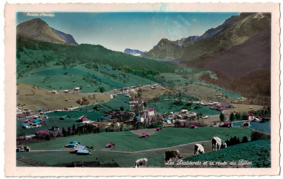 Ansichtskarten: Les Diablerets et la Route du Pillon, circulée 1958 – Gebraucht aus Frauenfeld von POML