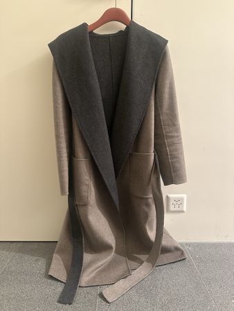 Cashmere coat, beige & grey, size M