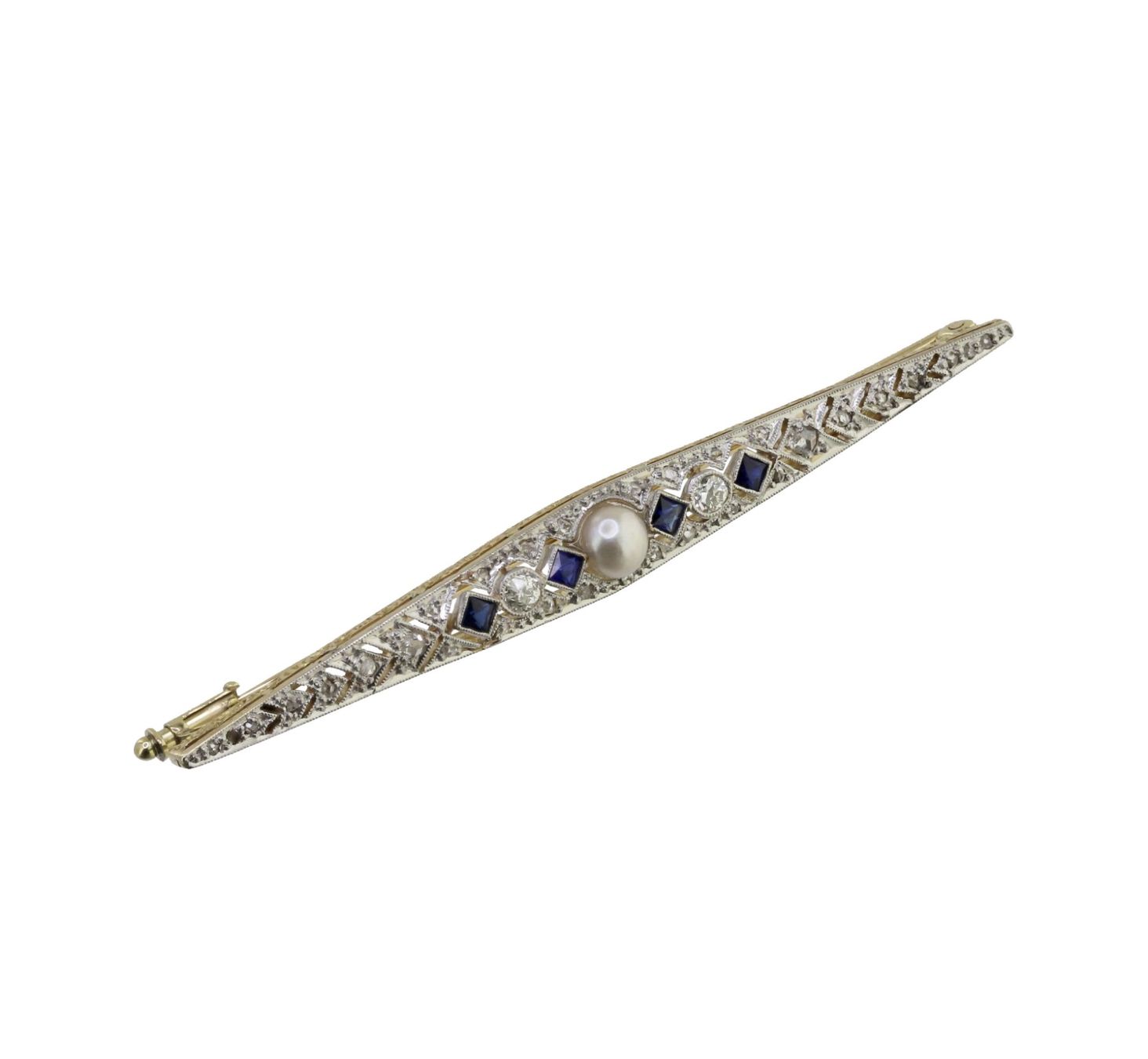 Spille & Fermagli: Saphir Diamant Stabbrosche – Usato da Zürich venduto da Vintage-Jewellery