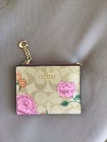 Portemonnaie COACH Blumenmuster Beige Rosa mit Reissverschlu