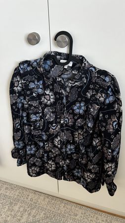 Damen Cord-Bluse mit Blumenmuster, Grösse XS 