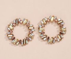 NEU runde Ohrringe mit Strass-Dekor champagnerfarben