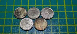 5 verschiedenen Münzen aus Spanien (5 Pesetas)