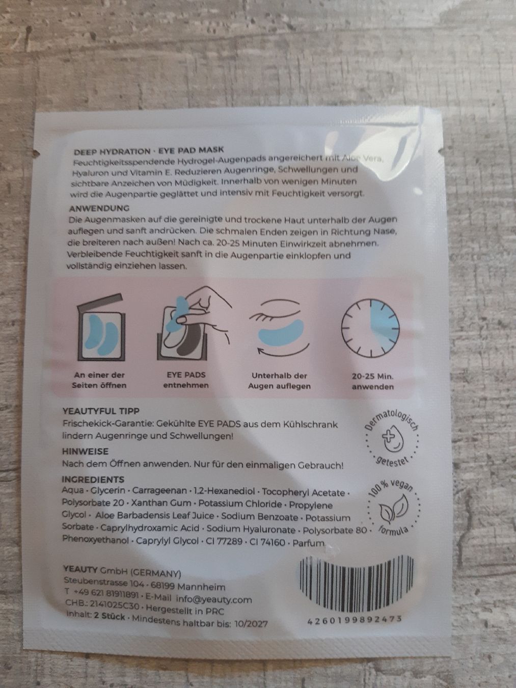 Gesichtspflege: Eye Pad Mask – Neu und originalverpackt aus Toffen von Gwunderegge77 1