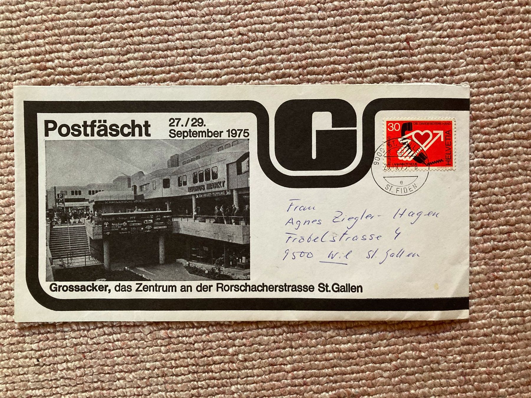 Enveloppes & pochettes d'envoi: Briefumschlag Couvert Postfäscht 1975 Grossacker – D'occasion à Lütisburg par wiesenpippau