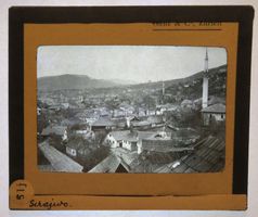 Glasdia Bosnien: Sarajevo - Panorama mit Moscheen, um 1930