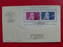 1948: W31 Ersttagsbrief: IMABA-Block nach USA Kat: 120.-