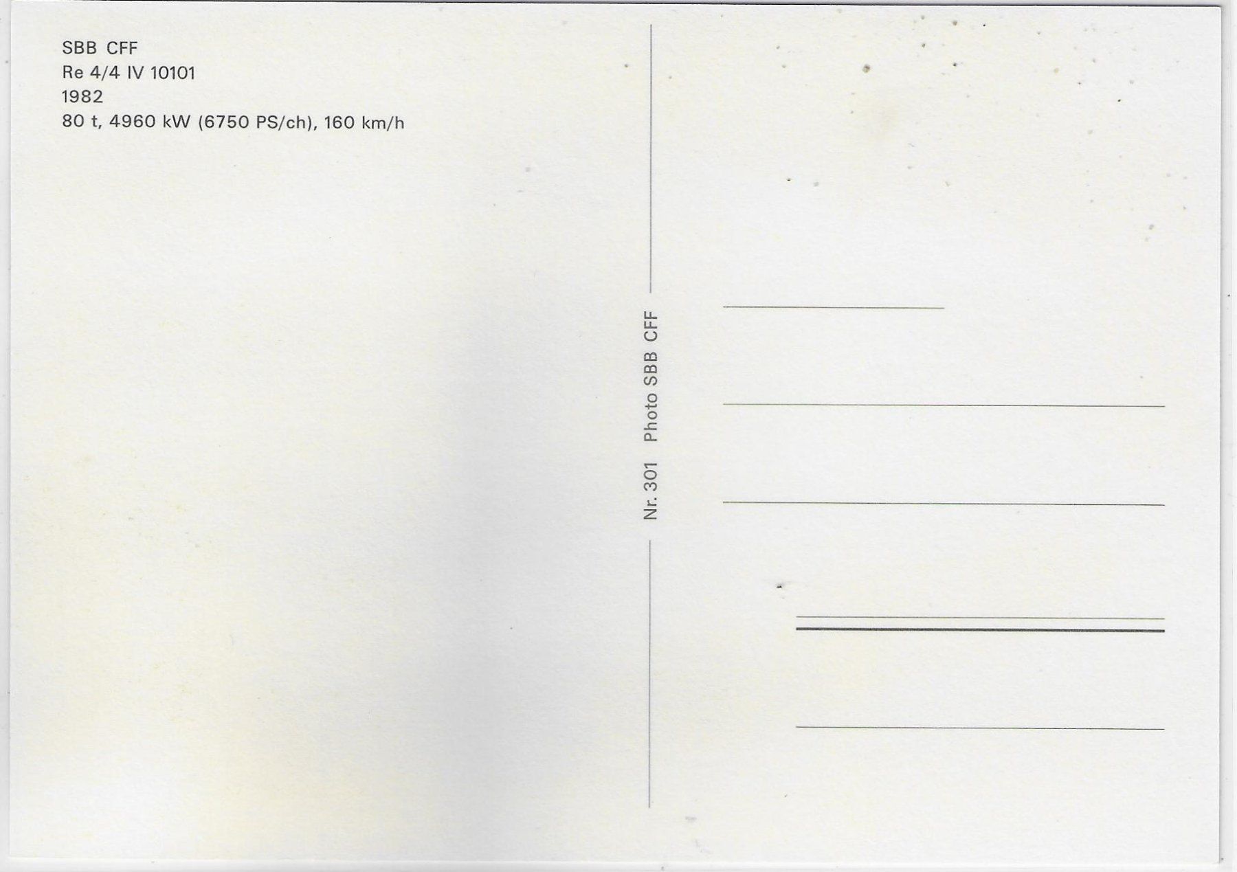 Cartoline postali: SBB CFF FFS - Lok Re 4/4 IV 10101 1982 – Usato da Ettingen venduto da Kartenplanet 1