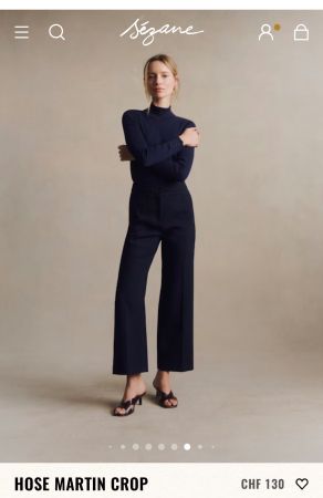 Sezane navy blue pants Martin Crop FR34/XS 44%wool