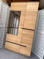 Vitrine Highboard ACERRO Asteiche massiv bianco 98 x 177 cm
