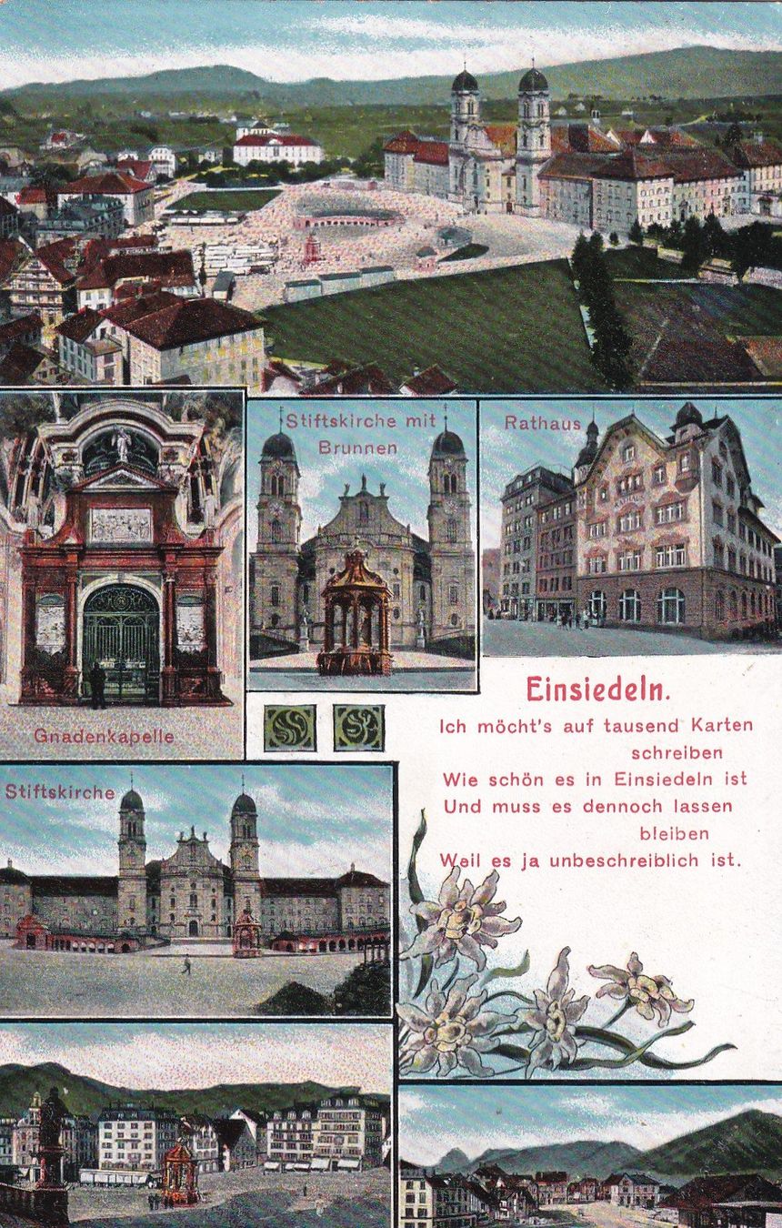 Ansichtskarten: Einsiedeln Multivues  1911 – Gebraucht aus Cormoret von Pascalll2001