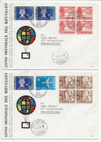 2 x Ballon Flugpost 1960 Ballonpost Viererblöcke Langenthal