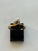 Eleganter Goldring 18 Karat mit echten Perlen, Grösse 17 mm