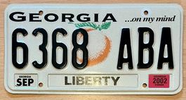 US Georgia Nummernschild 6368 ABA