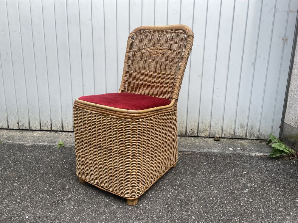 Mid Century Rattan Stuhl Korbgeflecht mit Stauraum Kaufen auf Ricardo