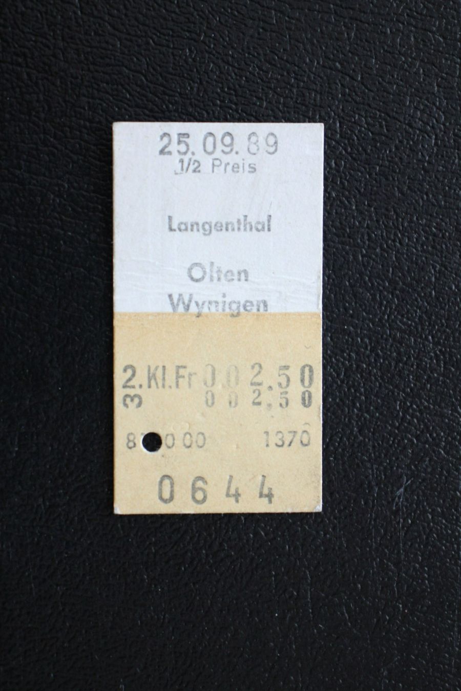 Biglietti: SBB - Billett Langenthal - Olten - Wynigen 1989 – Usato da Wiedlisbach venduto da han_n6ff
