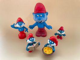 5x 80er Papa Schlumpf Papaschlumpf Weich- & Hartgummi Peyo