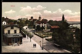 AK Arbon, Ortsansicht mit Seepromenade und Kirche