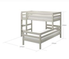 Doppel-Flexa Classic Kombibett, Kiefer massiv, viel Zubehör