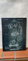 Metallbild Displate Fahrrad Patent Zeichnung schwarz
