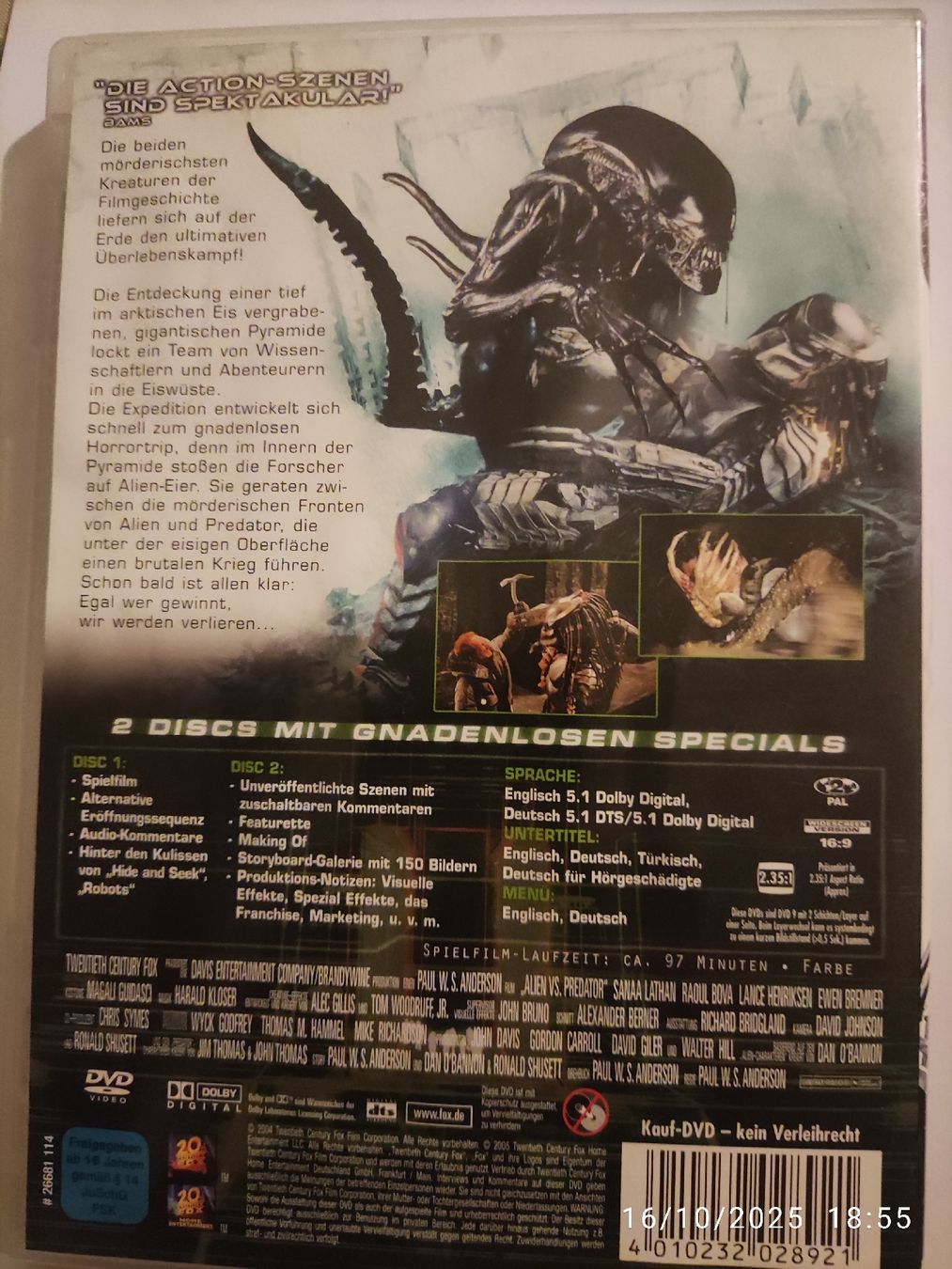 Tutti i DVDs: Alien vs. Predator - Extreme Edition (2 DVDs) – Usato da Basel venduto da Alacant 1