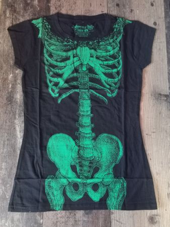 Kreepsville 666 Shirt Skeleton NEU L XL Bones grün
