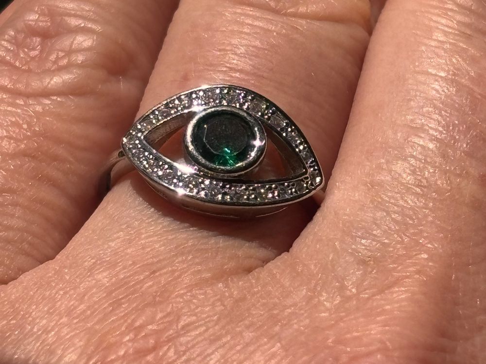 Bague Perle Keshi Avec émeraude - Monture Argent Or 18ct - Taille 54 - Neuf Avec étiquettes