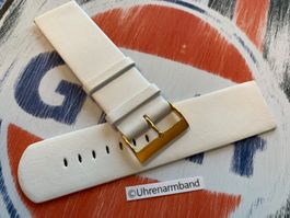 26mm Uhrenband Leder weiss, Uhrenarmband, bracelet de montre