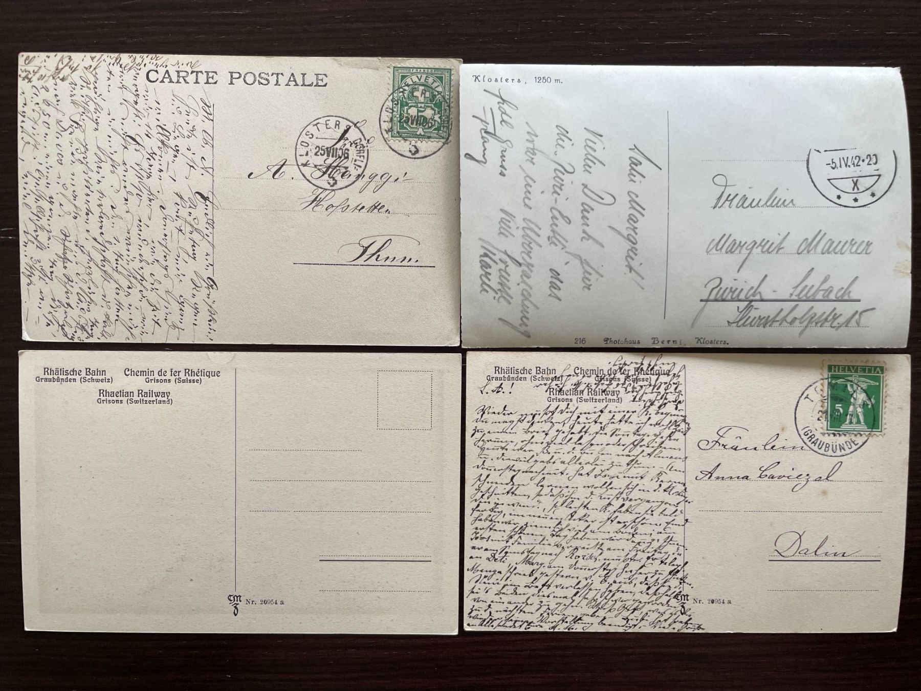 Cartoline postali: KLOSTERS Teilansicht mit Kirche, 17 Ansichtskarten – Usato da Wald ZH venduto da TLILEF 8