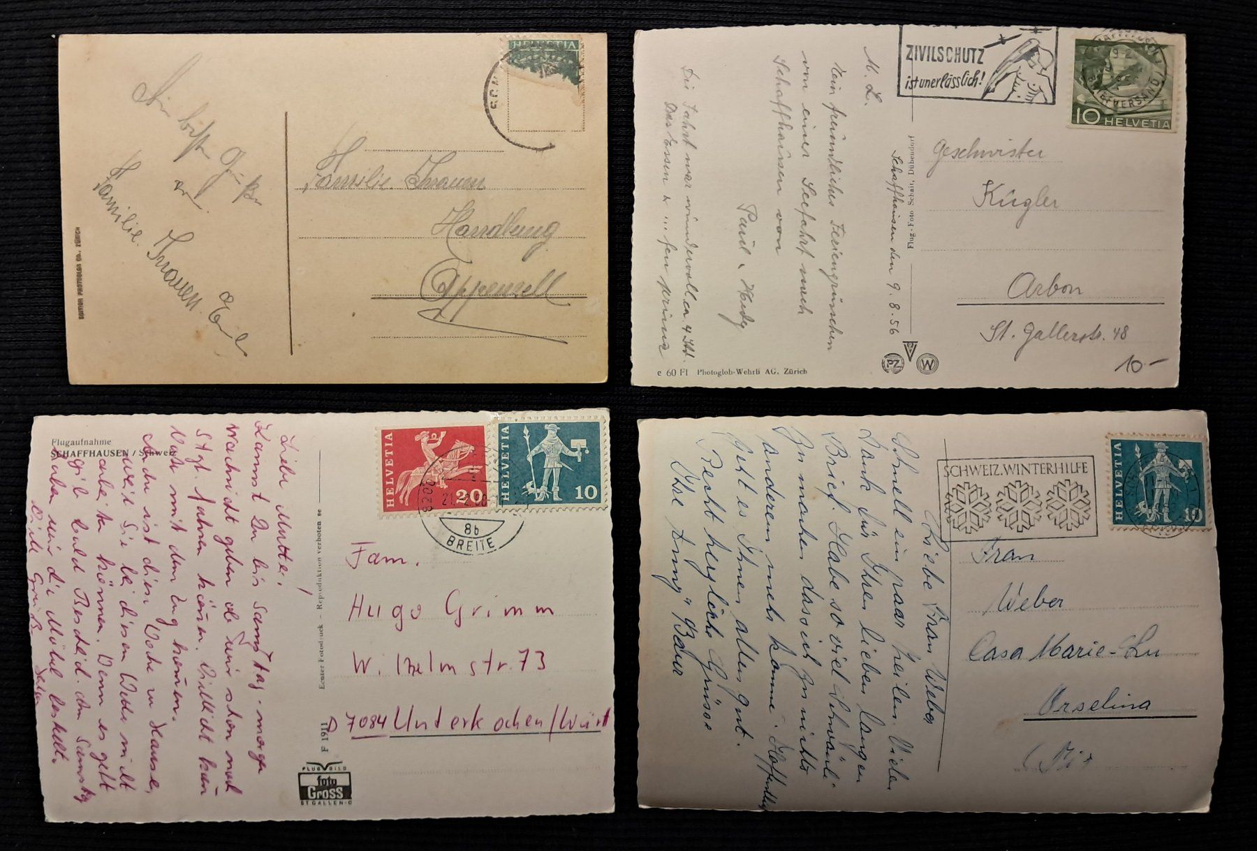 Cartes postales: 4 AK SCHAFFHAUSEN – D'occasion à Ponto Valentino par giorgia06 1
