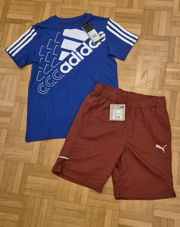 Adidas T-Shirt & Puma Shorts Grösse 140 neu m Etikette