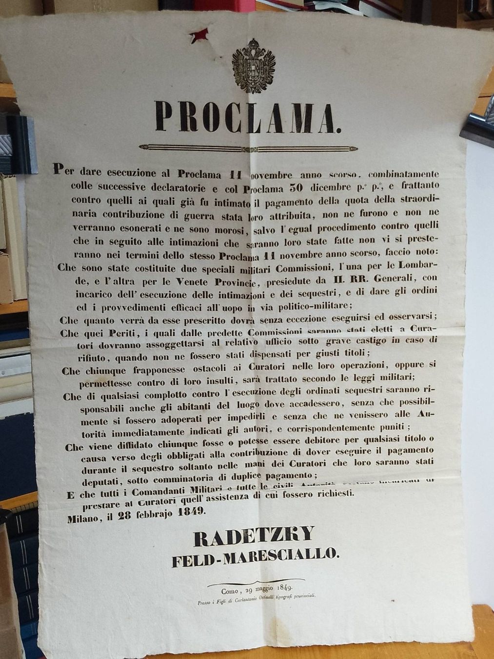Dokumente: Italia - Milano - 1849 – Gebraucht aus Sorengo von 74in