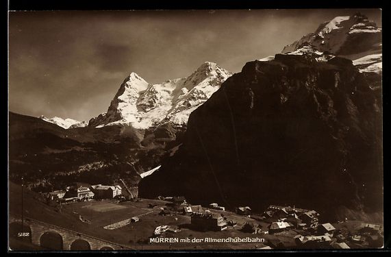 Cartoline postali: AK Mürren, Mit der Allmendhübelbahn – Usato da Berlin venduto da bartko-reher