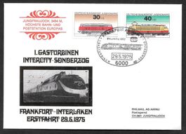 Eisenbahn Sonderbrief Zug Frankfurt-Interlaken 29.5.1975