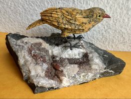 hübsche Vogel Skulptur auf Stein-Sockel, handgemacht✨Unikat