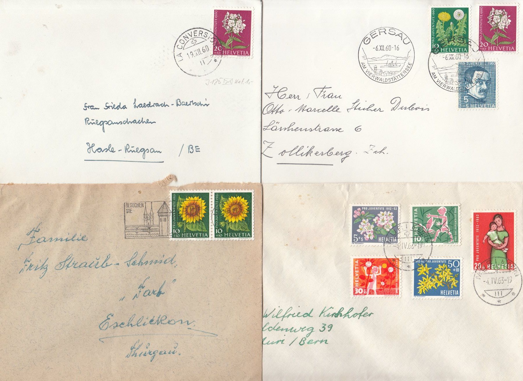 Alle Briefmarken: Pro Juventute 34 Bedarfsbriefe 1960 - 1969 – Gebraucht aus Bürglen TG von StampGraf 1
