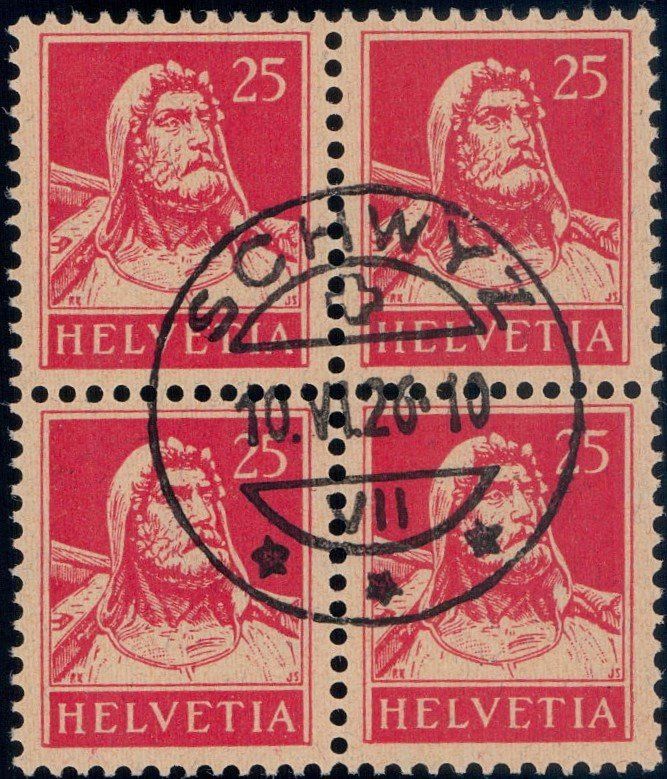 Tutti i francobolli: Tell Viererblock 1922, Nr. 159, 260.- – Usato da Horw venduto da pilatusmail