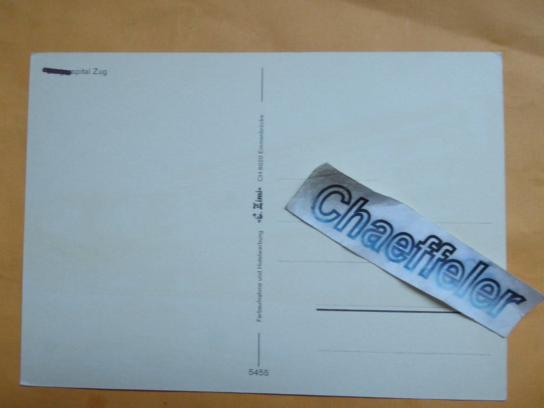 Cartoline postali: Spital Zug – Usato da Zürich venduto da Chaeffeler 1