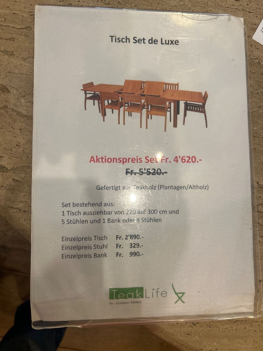 Set di tavolo e panche: De Luxe Set Teak Tischgruppe – Nuovo e nell'imballaggio originale da Zollikon venduto da Teaklife 8